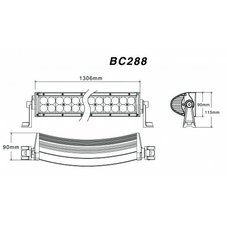 Barre panel LED 96x LED 1344mm curve